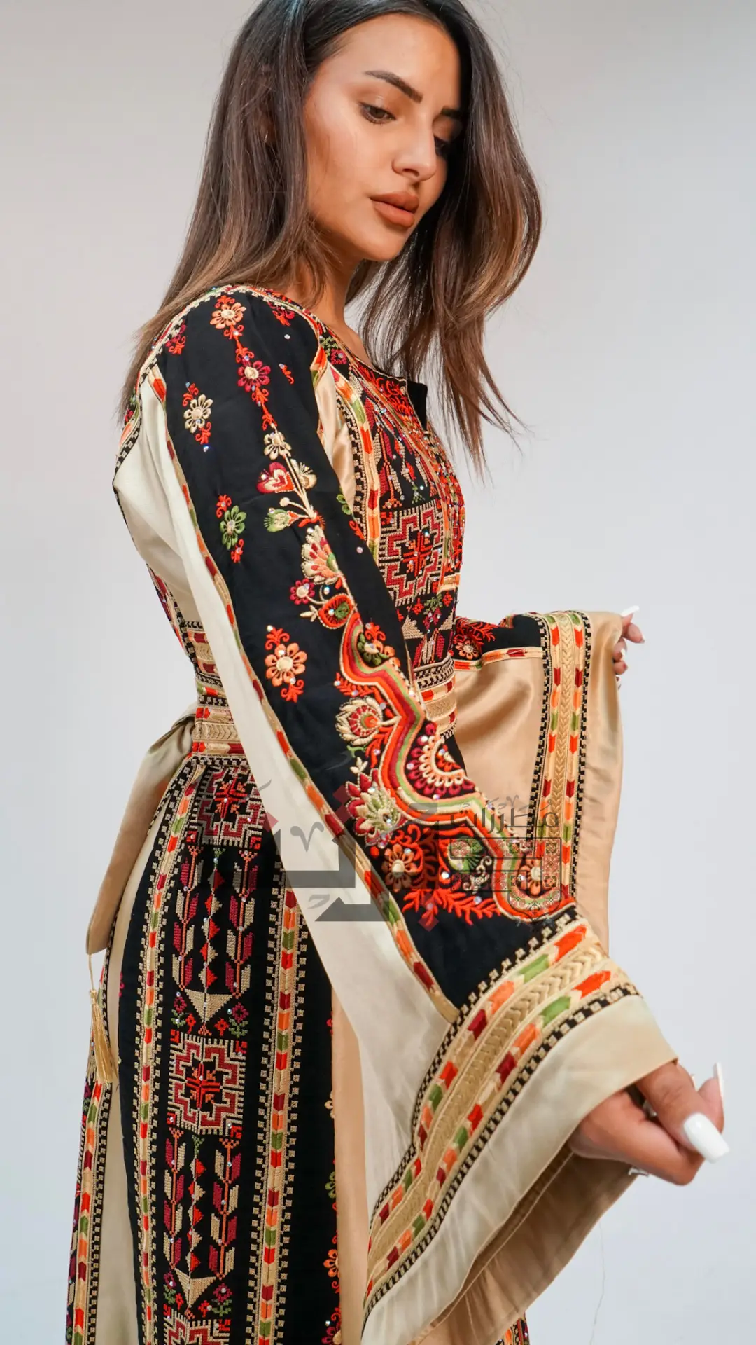 Embroidered Gold and Black Kaftan