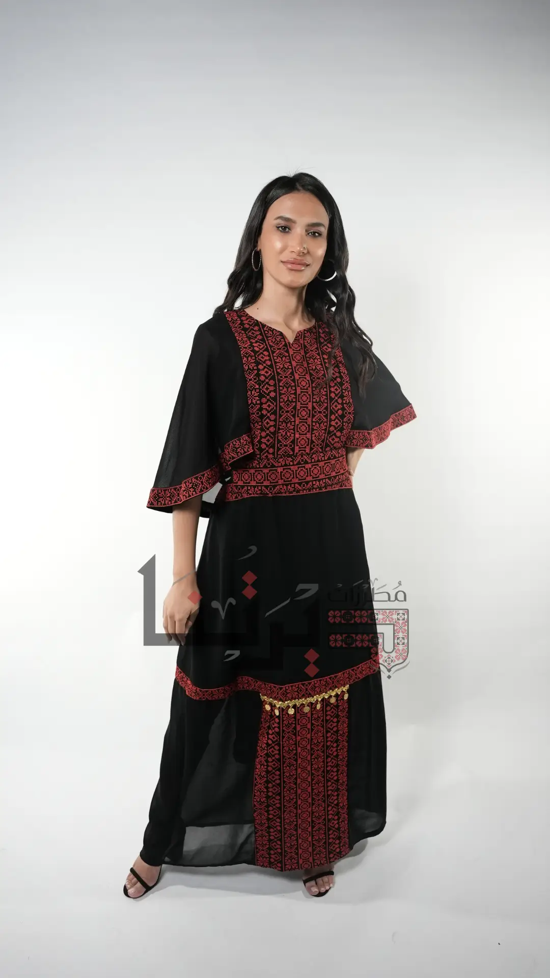 Embroidered Black and Red Dress