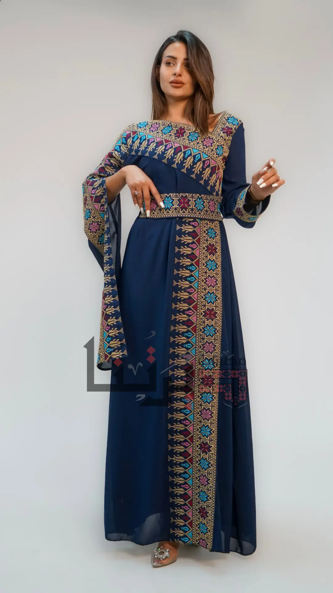 Embroidered Navy Blue Dress