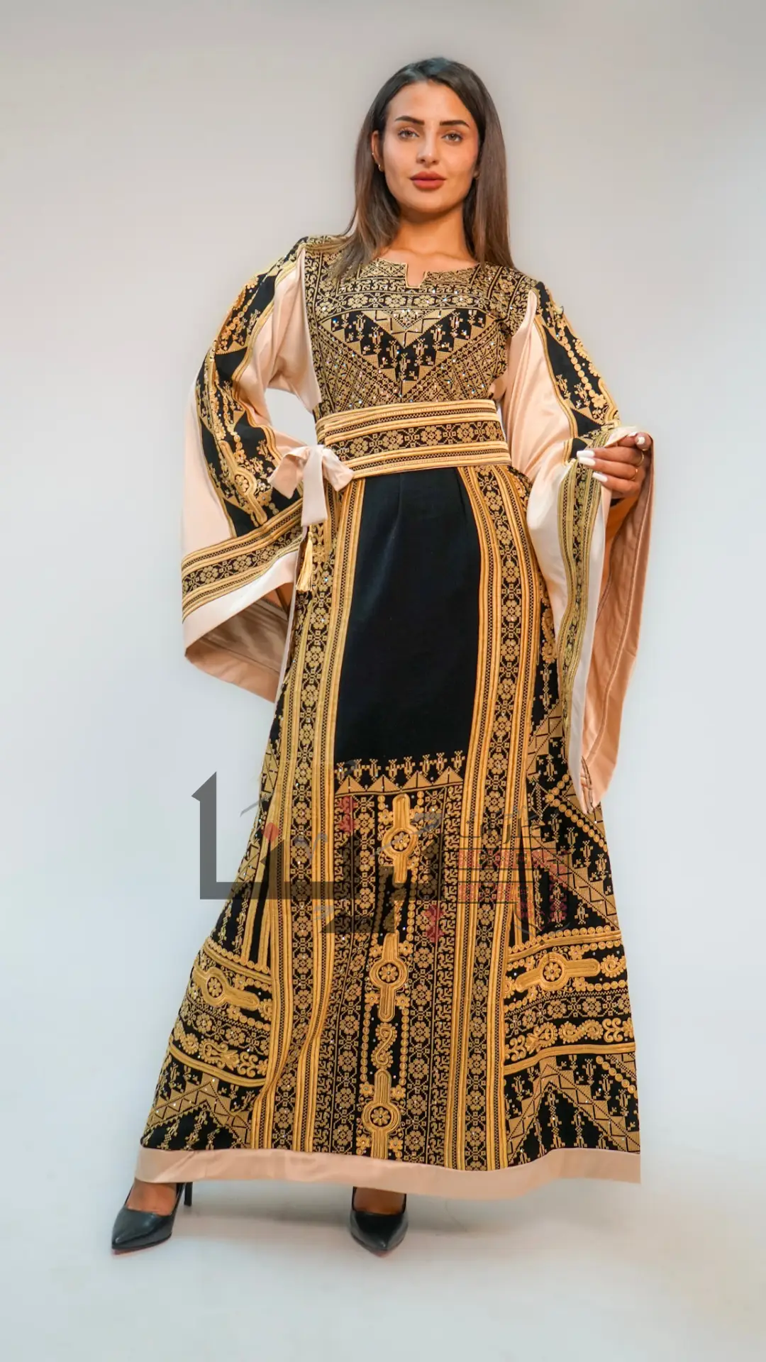 Embroidered Gold and Black Kaftan