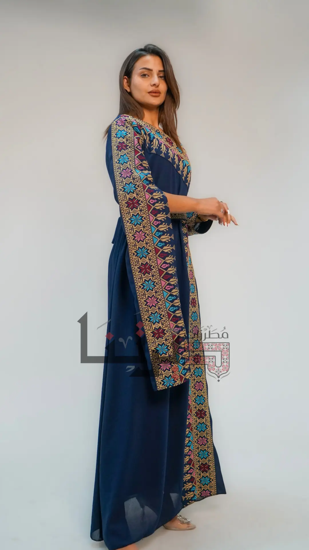 Embroidered Navy Blue Dress