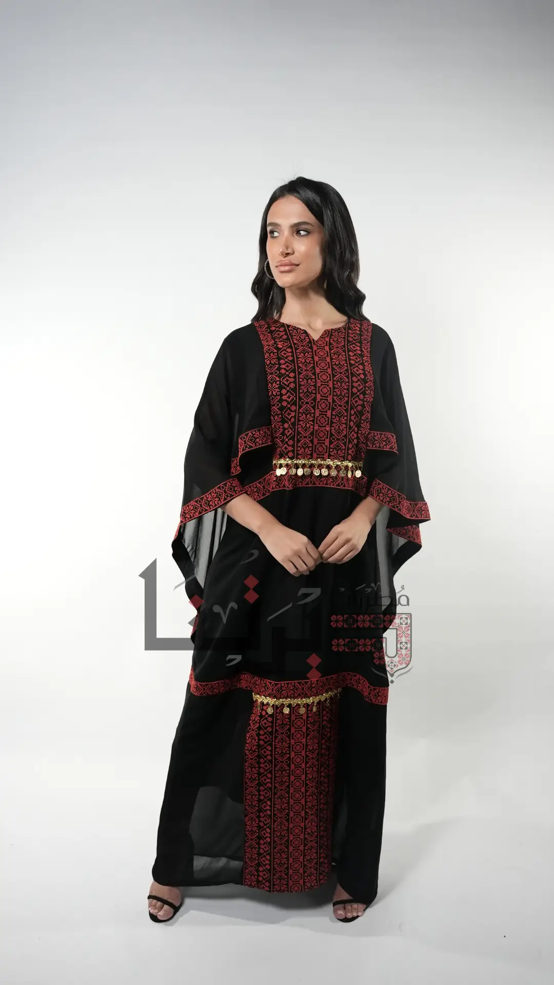 Embroidered Black and Red Dress