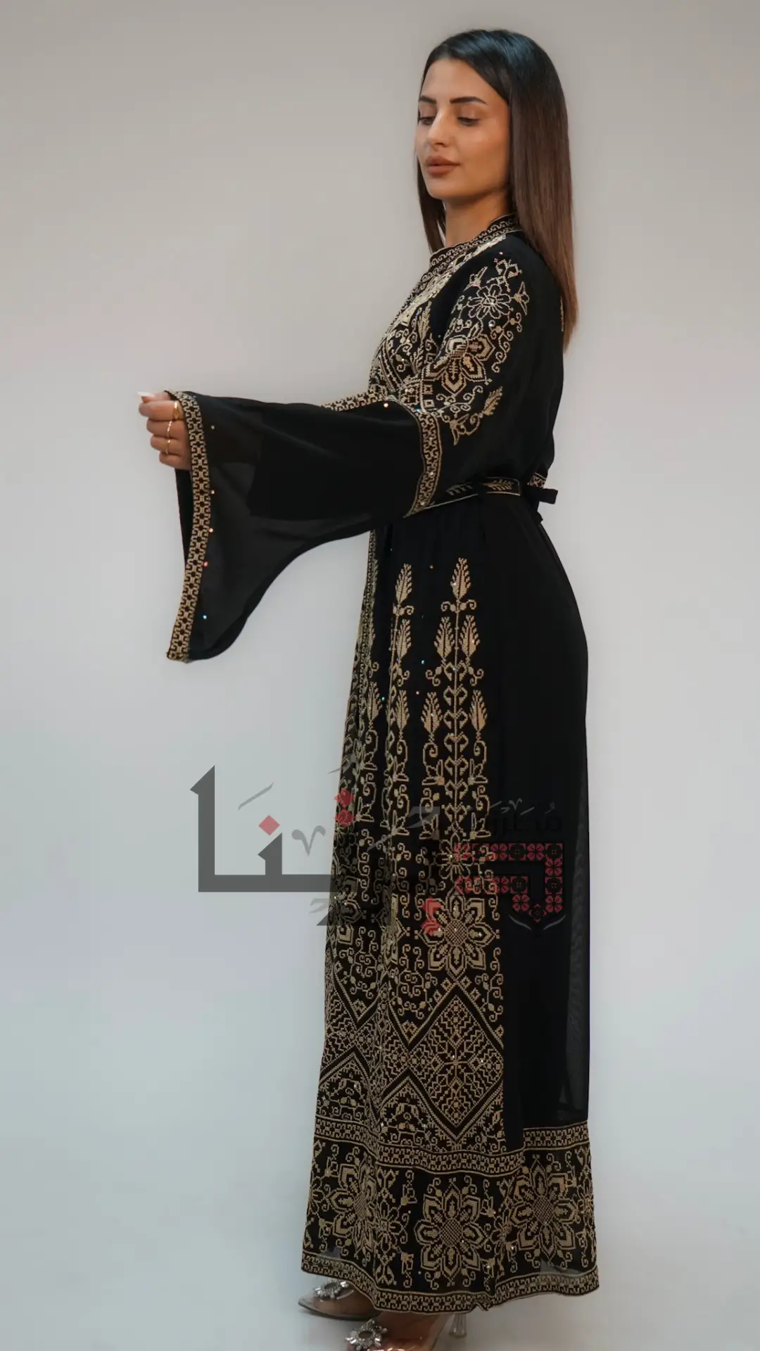 Embroidered Black and Gold Dress