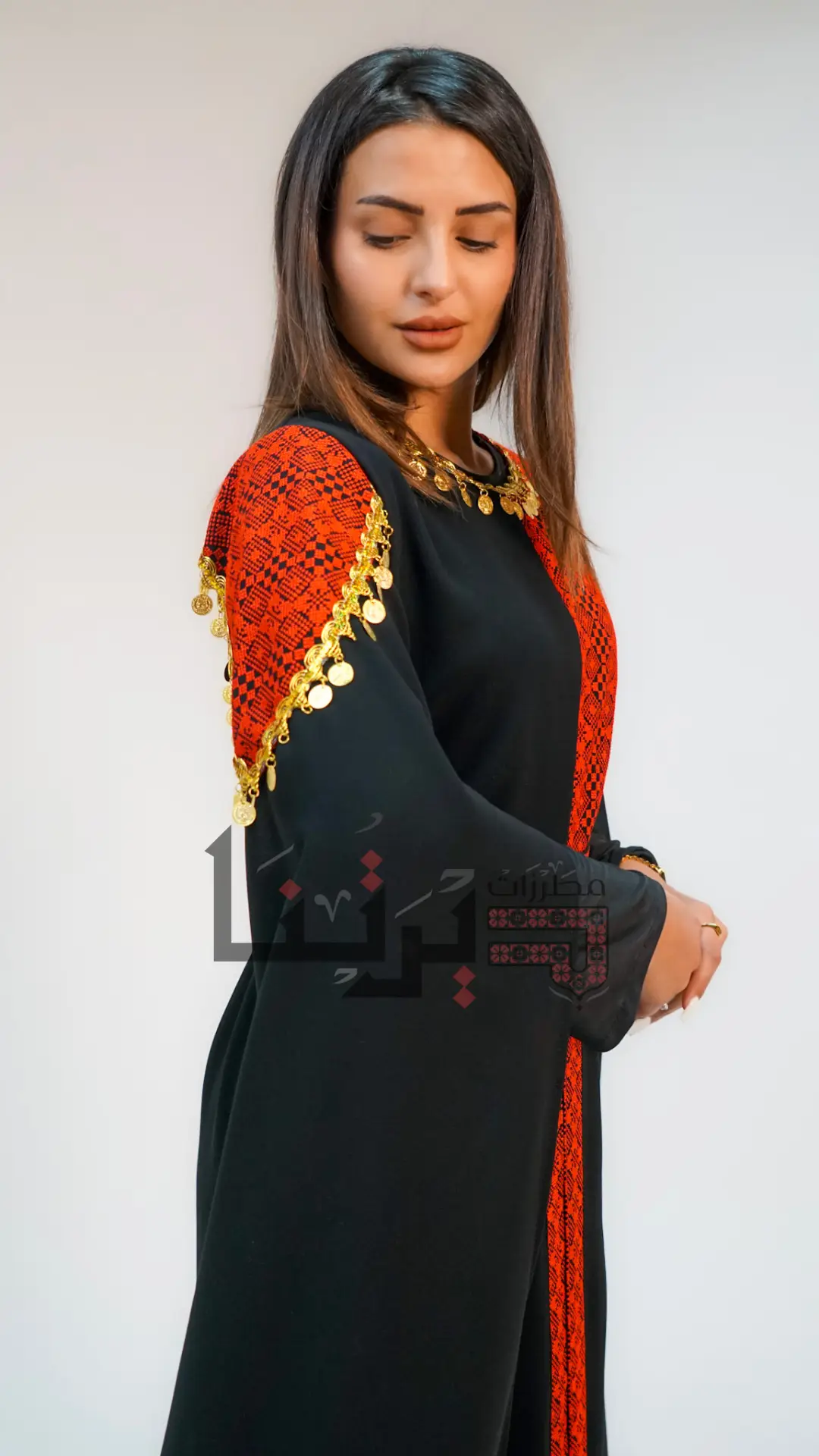 Embroidered Black and Red Dress