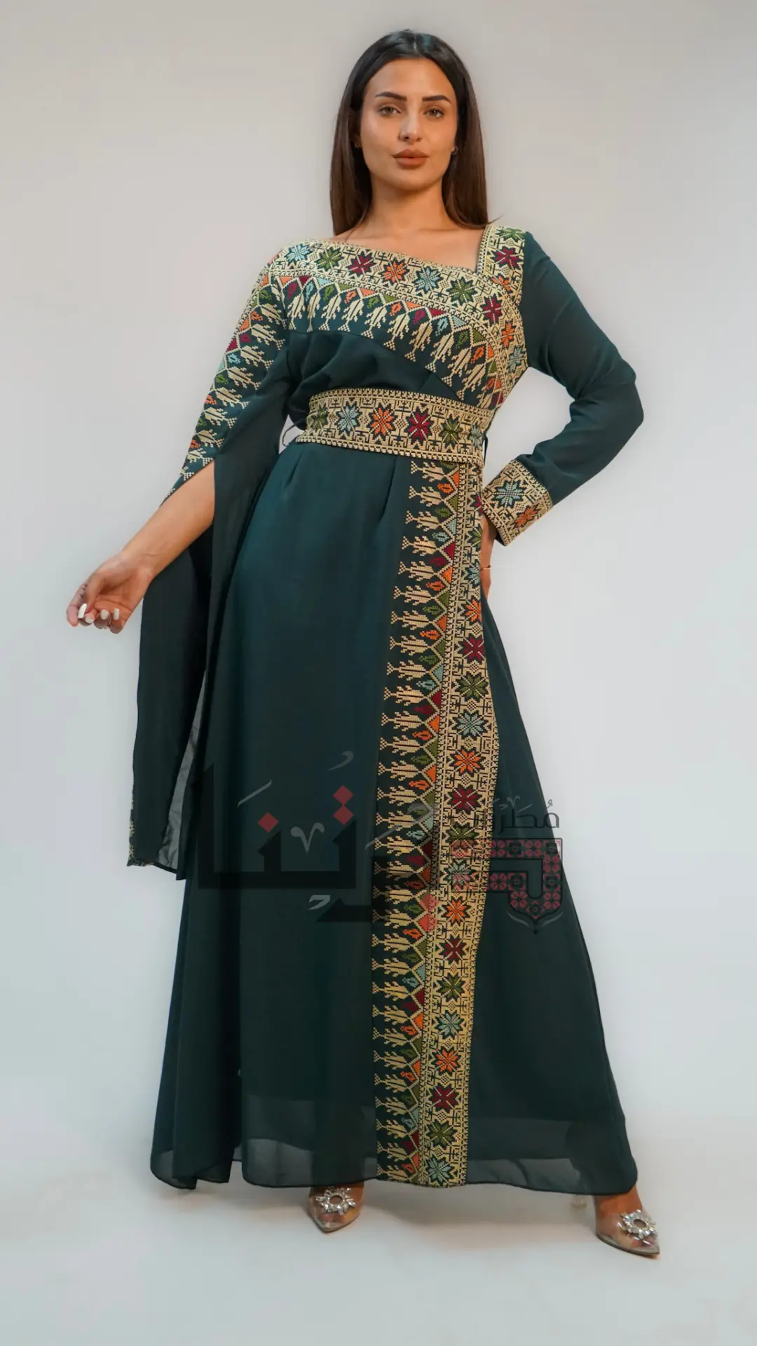 Embroidered Green Dress