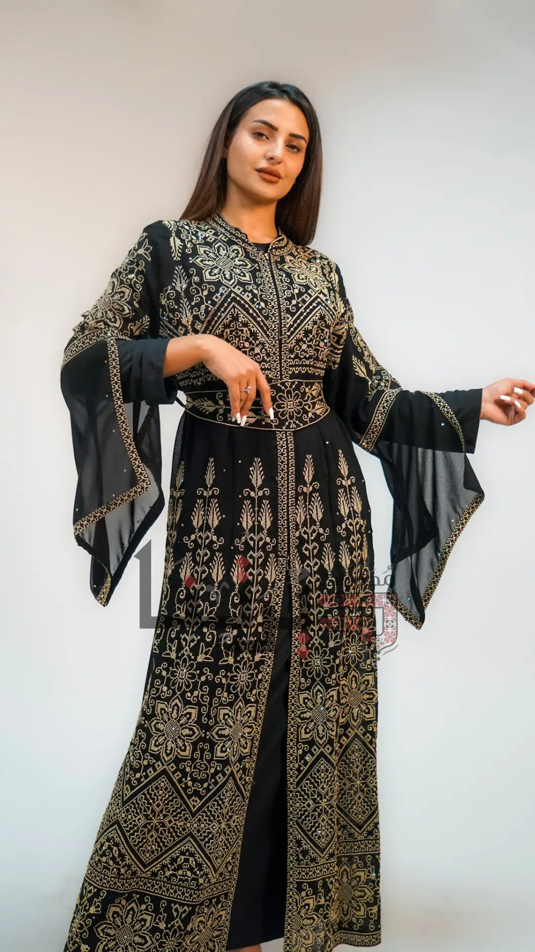 Embroidered Black and Gold Dress