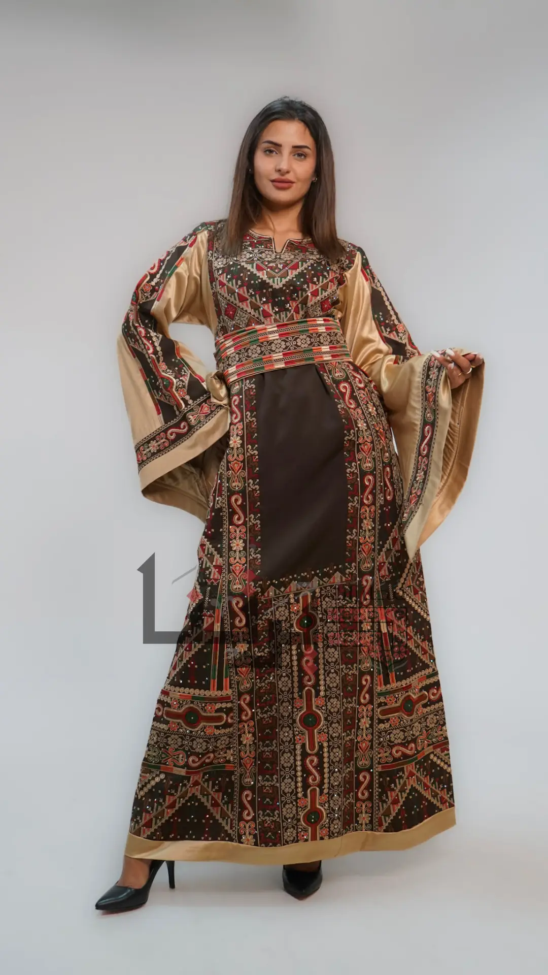 Embroidered Brown Dress